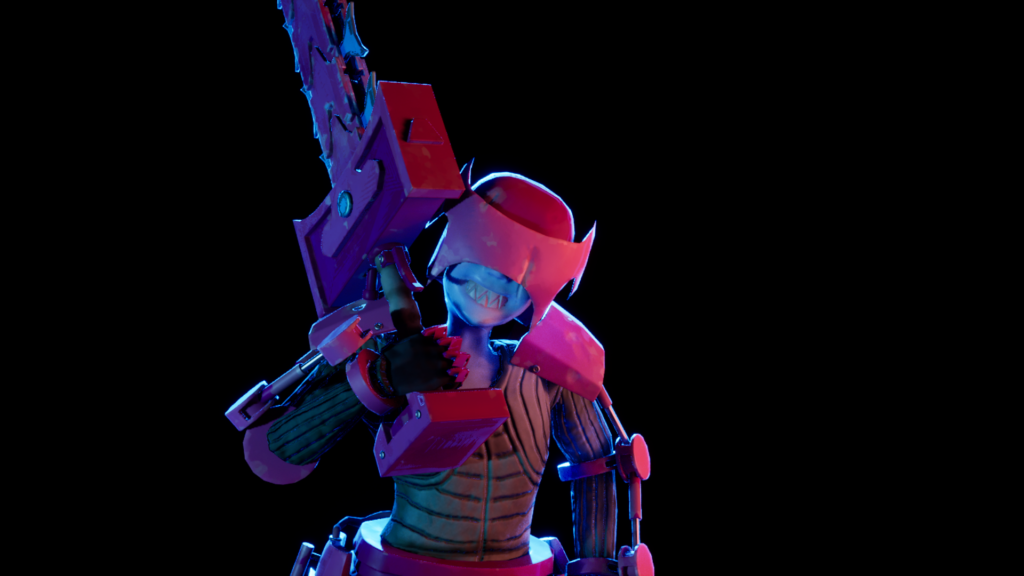 Closeup view of the character